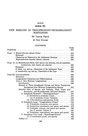 New Remains of Trilophodont-Tetrabelodont Mastodons by Childs Frick 46 Text Figures