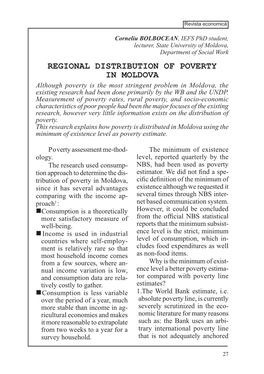 Regional Distribution of Poverty in Moldova