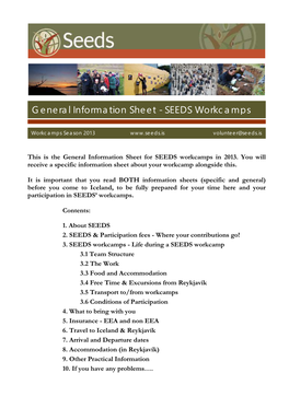 General Information Sheet - SEEDS Workcamps