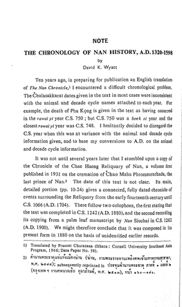 THE CHRONOLOGY of NAN HISTORY, A.D.1320-1598 by David K