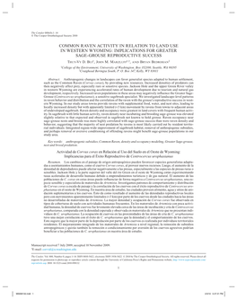 Common Raven Activity in Relation to Land Use in Western Wyoming: Implications for Greater Sage-Grouse Reproductive Success