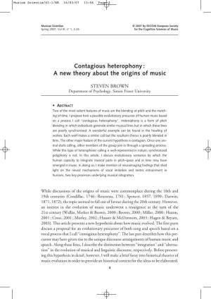 Contagious Heterophony: a New Theory About the Origins of Music