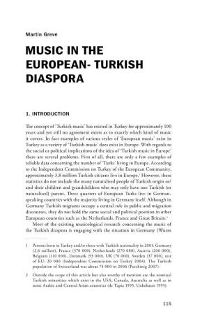 Music in the European- Turkish Diaspora
