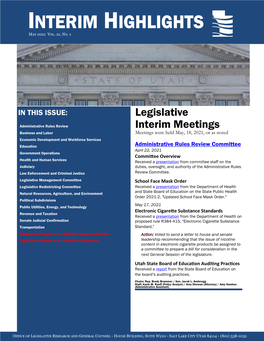 Legislative Interim Meetings