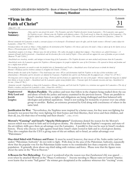 “Firm in the Faith of Christ”