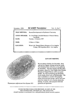 SCAMIT Newsletter Vol. 15 No. 7 1996 November