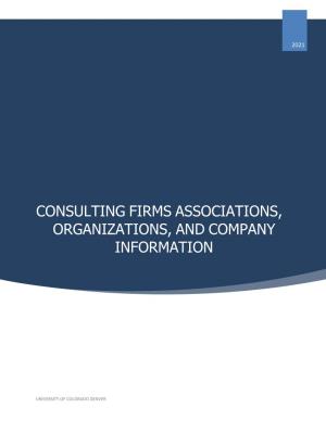 Consulting Firms Associations, Organizations, and Company Information