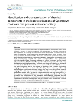 Cynomorium Coccineum That Possess Anticancer Activity Xiangmin Li1,2, Mouna Sdiri2, Juanjuan Peng1, Yizhen Xie1,3, Burton B Yang2, 4