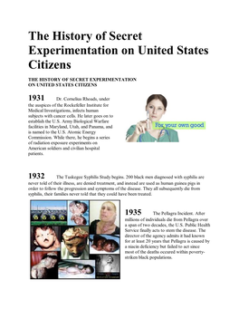 The History of Secret Experimentation on United States Citizens