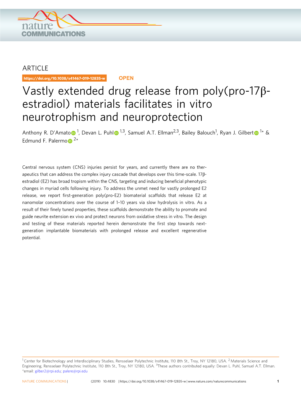 Vastly Extended Drug Release from Poly(Pro-17Î²-Estradiol)