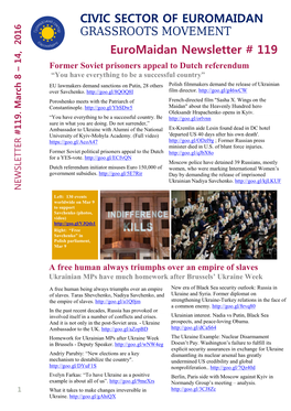 Euromaidan Newsletter # 119 CIVIC SECTOR OF
