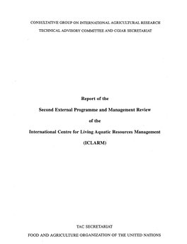 Report of the Second External Programme and Management Review of the International Centre for Living Aquatic Resources Managemen
