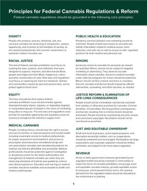 Principles for Federal Cannabis Regulations & Reform