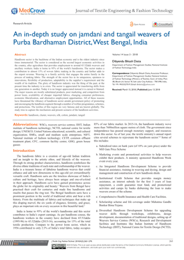 An In-Depth Study on Jamdani and Tangail Weavers of Purba Bardhaman District, West Bengal, India