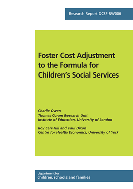 Foster Cost Adjustment to the Formula for Children's Social Services