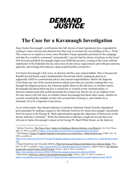The Case for a Kavanaugh Investigation