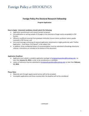 Brookings Africa Research Fellows Application