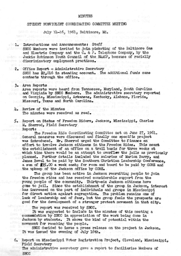 SNCC Meeting Minutes, July 14, 1961
