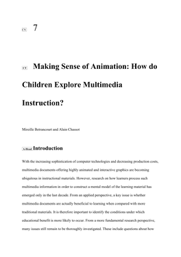 Making Sense of Animation: How Do Children Explore Multimedia