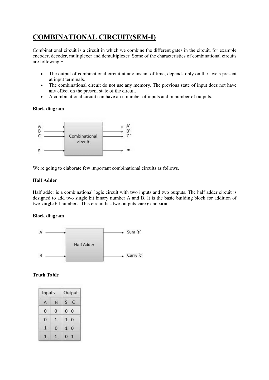 Combinational Circuit(Sem-I)