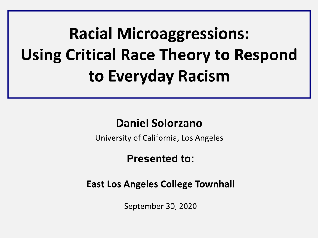 Using Critical Race Theory to Respond to Everyday Racism