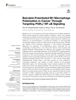 Baicalein Potentiated M1 Macrophage Polarization in Cancer Through Targeting Pi3kγ/ NF-Κb Signaling