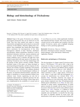 Biology and Biotechnology of Trichoderma