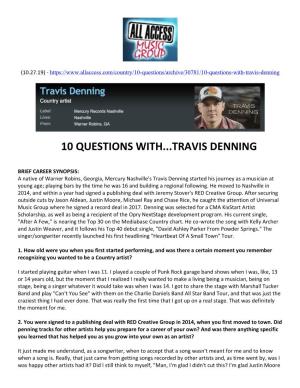 10 Questions With...Travis Denning