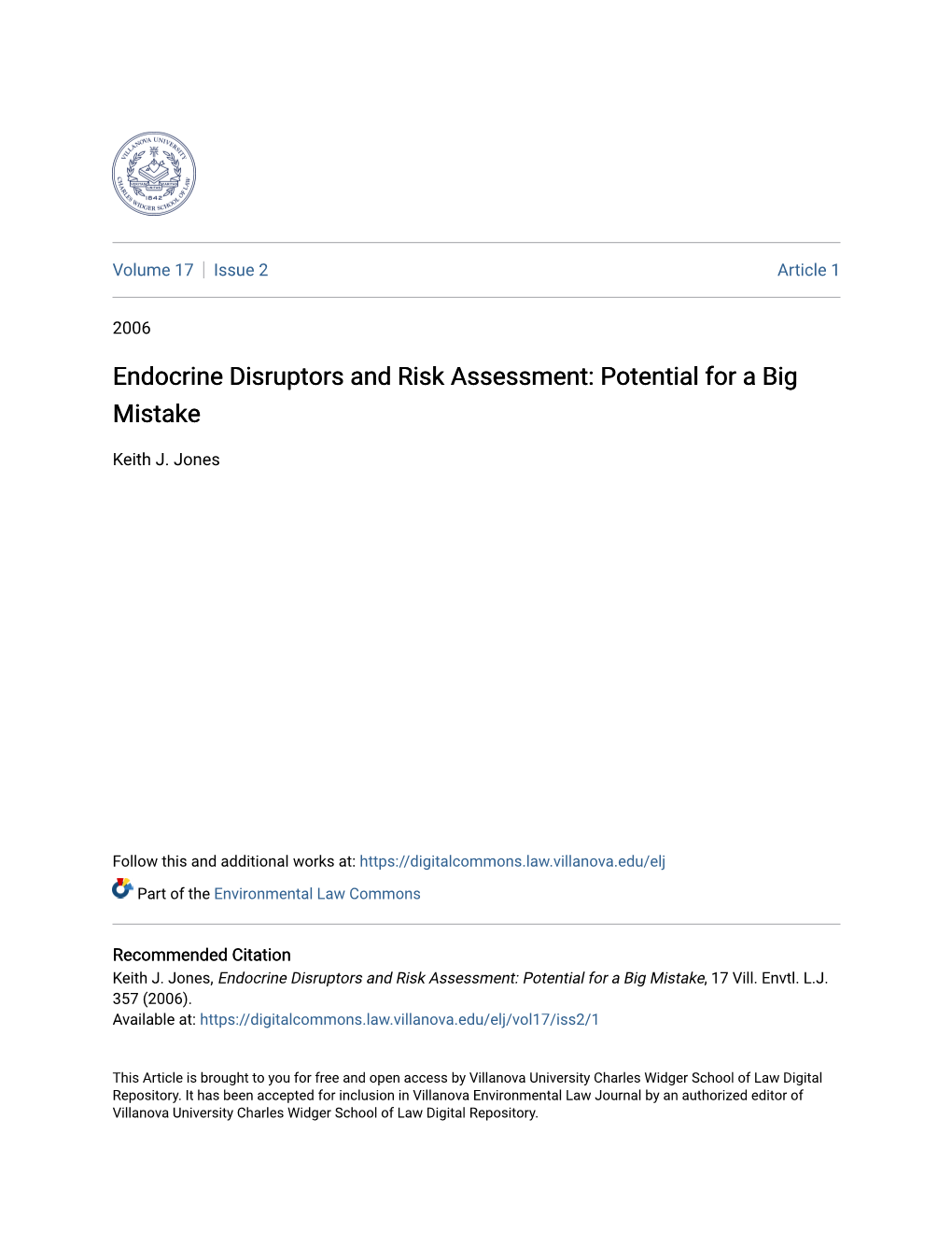 Endocrine Disruptors and Risk Assessment: Potential for a Big Mistake