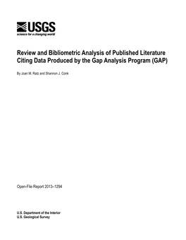 Bibliometric Analysis of Published Literature Citing Data Produced by the Gap Analysis Program (GAP)