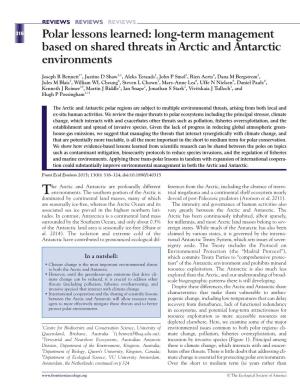 Polar Lessons Learned: Long-Term Management Based on Shared Threats in Arctic and Antarctic Environments
