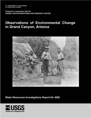 Observations of Environmental Change in Grand Canyon, Arizona