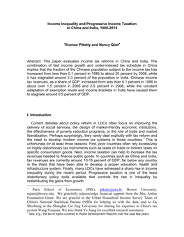 Income Inequality and Progressive Income Taxation in China and India, 1986-2015