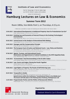Hamburg Lectures Summer Term 2012