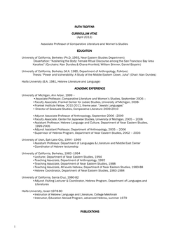 CURRICULUM VITAE (April 2013)