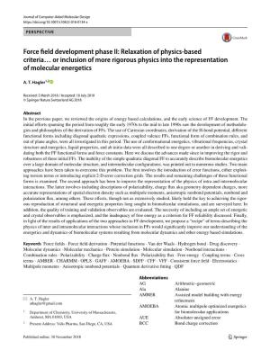 Force Field Development Phase II: Relaxation of Physics-Based Criteria… Or Inclusion of More Rigorous Physics Into the Representation of Molecular Energetics
