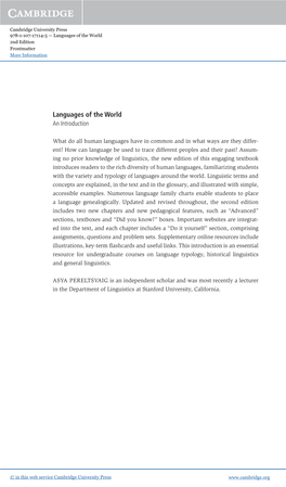 Languages of the World 2Nd Edition Frontmatter More Information