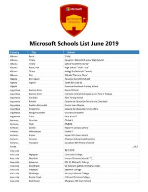 Microsoft Schools List June 2019