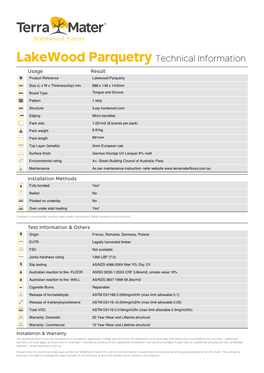 Lakewood Parquetry Test Specification