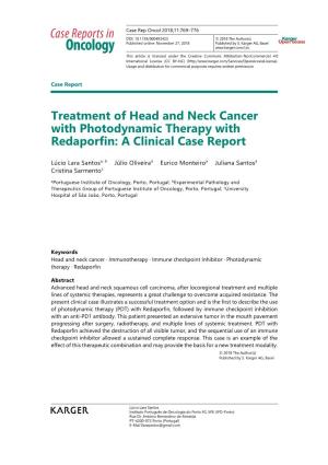 Treatment of Head and Neck Cancer with Photodynamic Therapy with Redaporfin: a Clinical Case Report