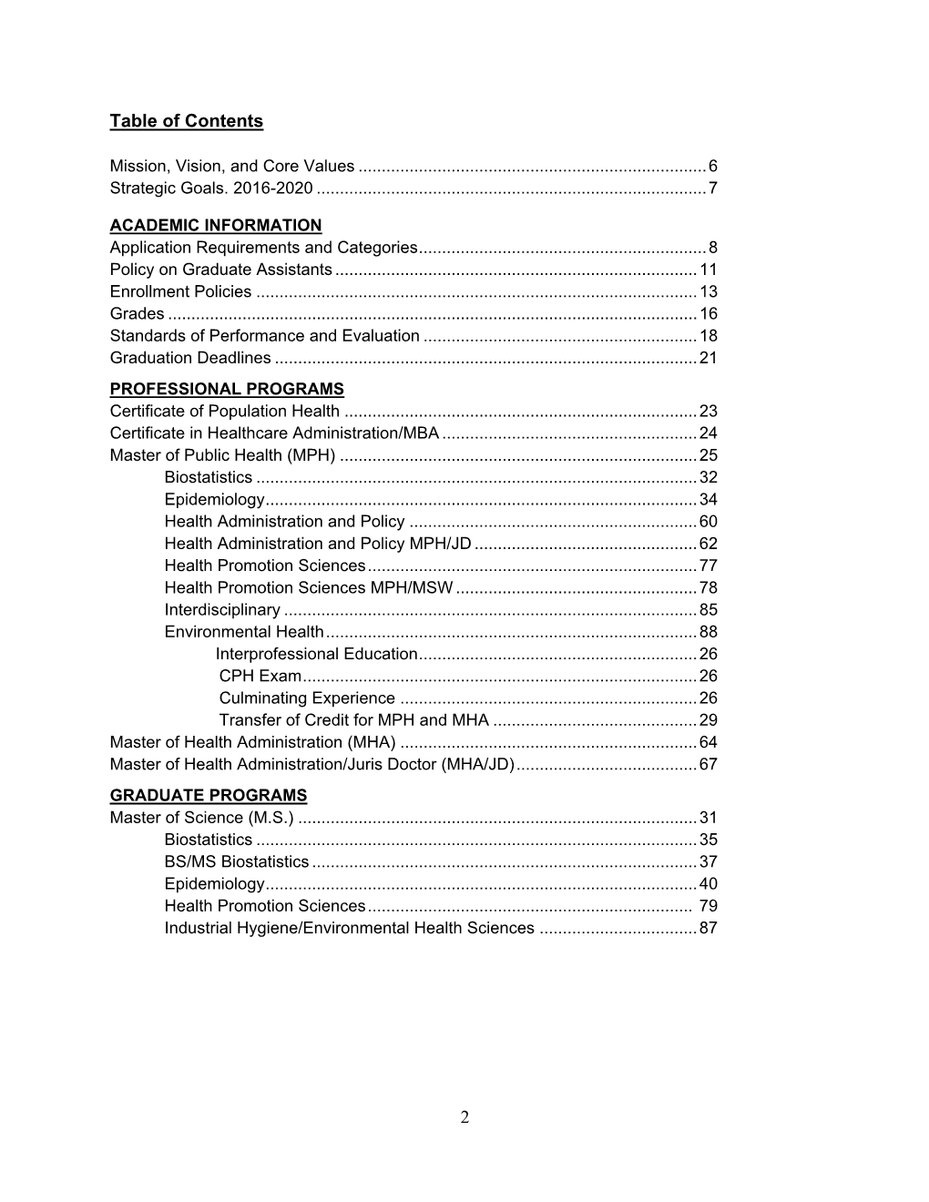 2 Table of Contents