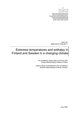 NKS-194, Extremes Temperatures and Enthalpy in Finland and Sweden In