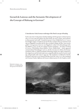 Gerard De Lairesse and the Semantic Development of the Concept of Haltung in German*