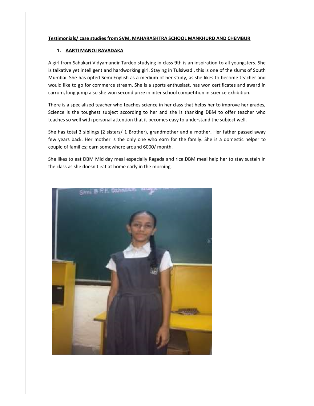 Testimonials/ Case Studies from SVM, MAHARASHTRA SCHOOL MANKHURD and CHEMBUR