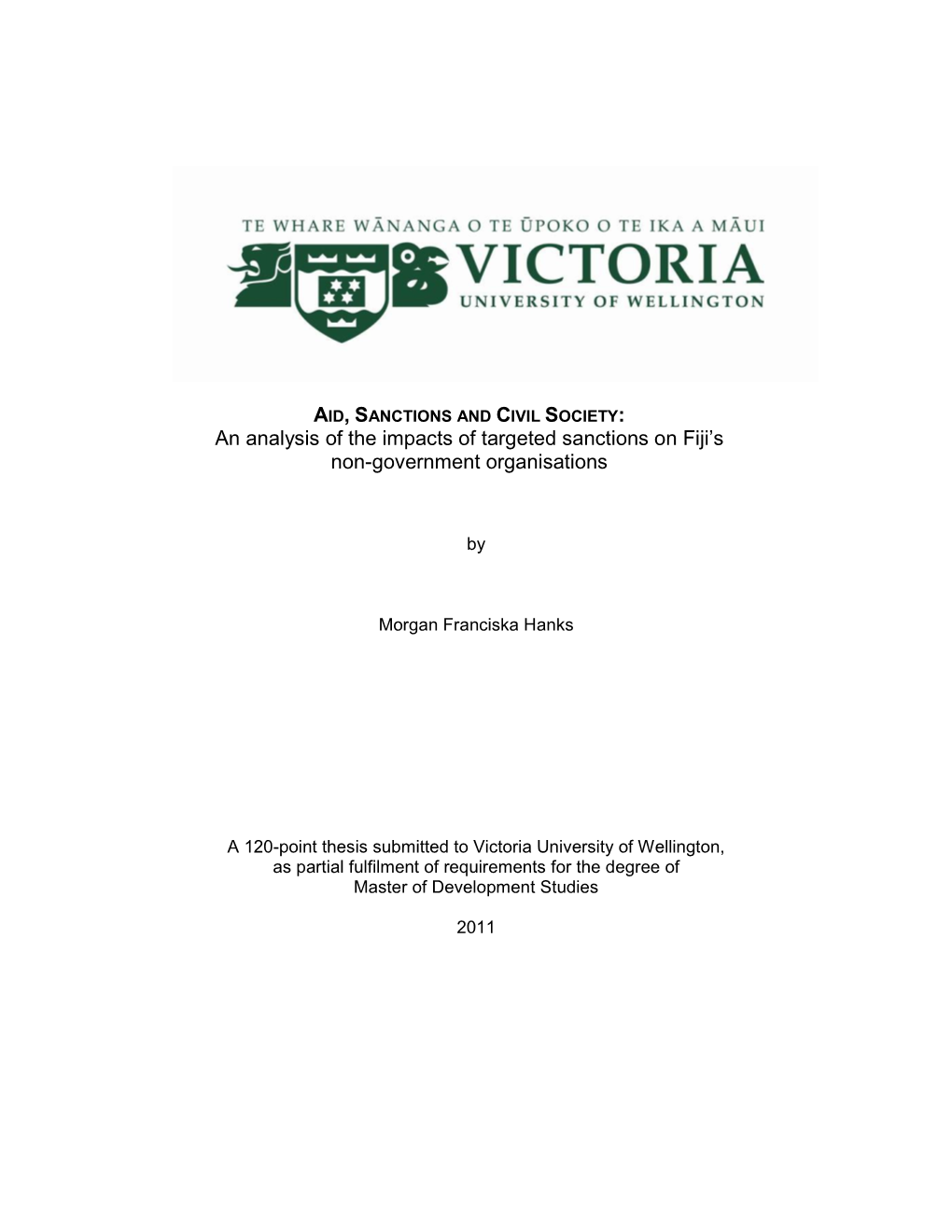 An Analysis of the Impacts of Targeted Sanctions on Fiji's Non-Government