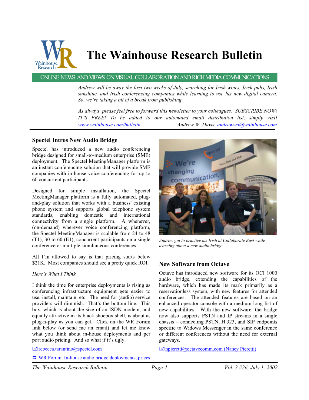 WR Bulletin Vol 3 Issue #26 1-Jul-02