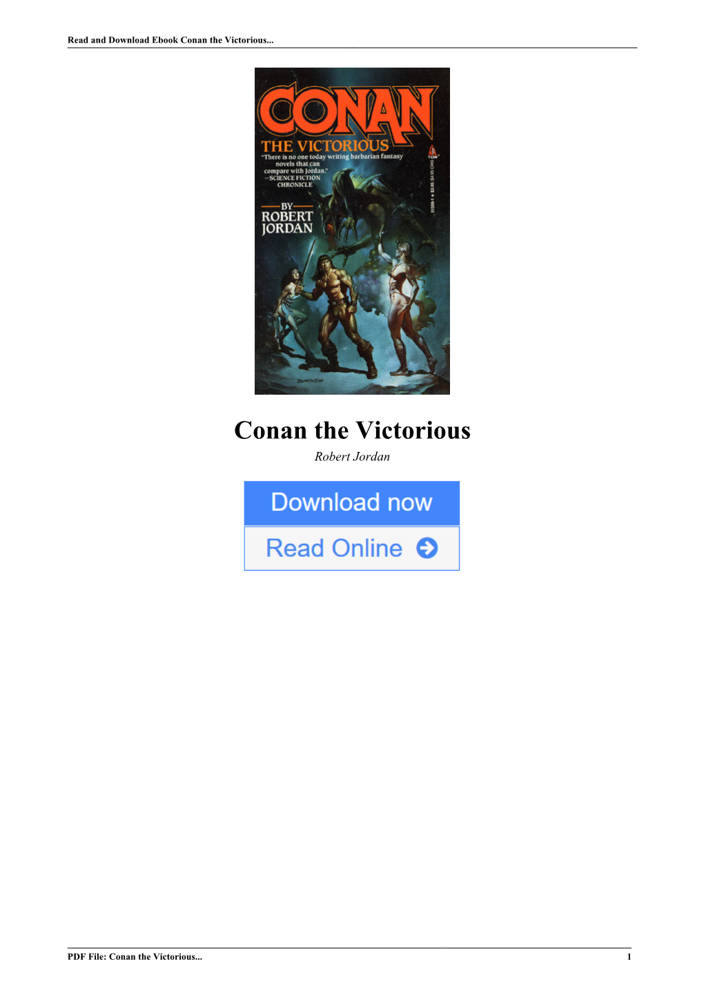 Conan the Victorious by Robert Jordan