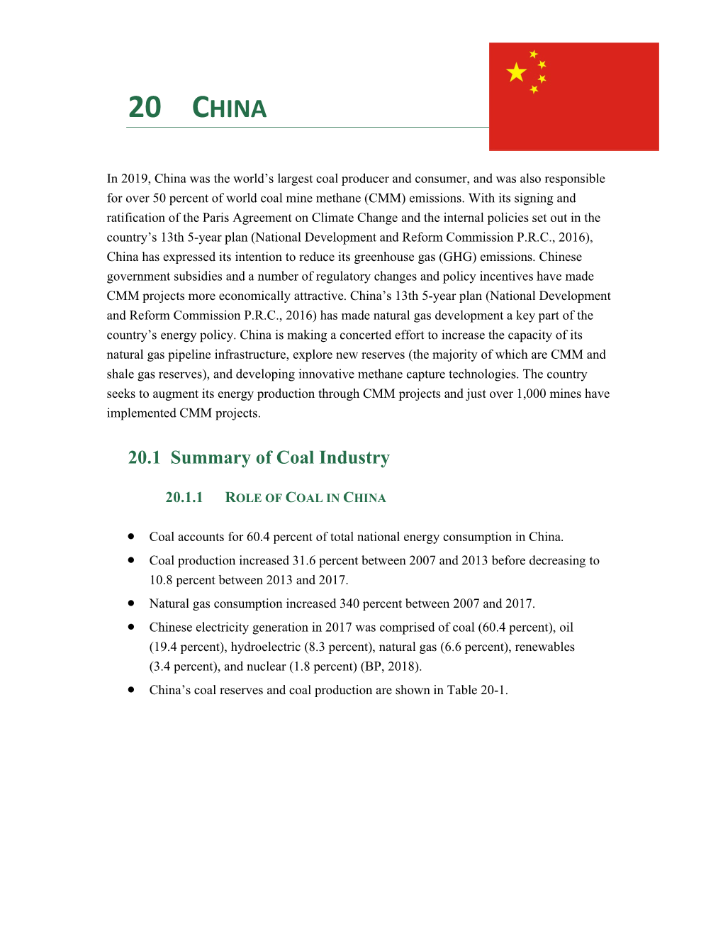 Coal Mine Methane Country Profiles, Chapter 20, Updated March 2020