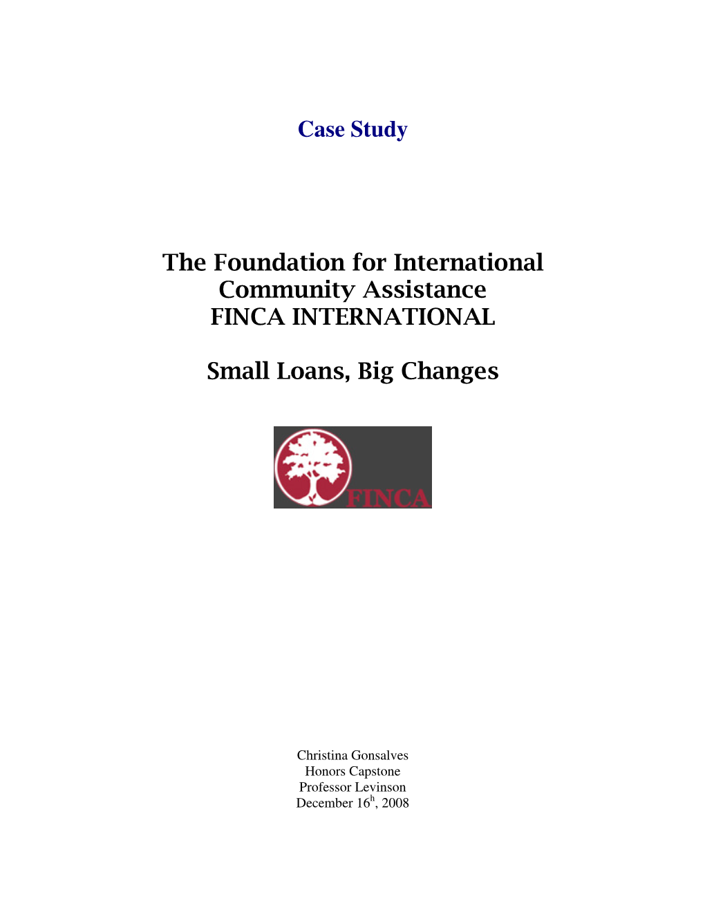 Case Study the Foundation for International Community Assistance