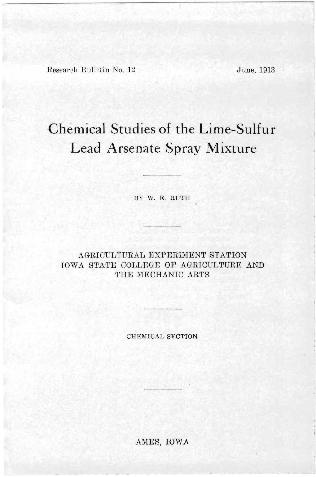 Chemical Studies of the Lime-Sulfur Lead Arsenate Spray Mixture